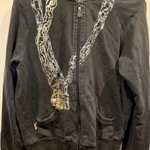Rare*Y2k*Gwen Stefani L.A.M.B black key to me XL Hoodie with Chain Design read